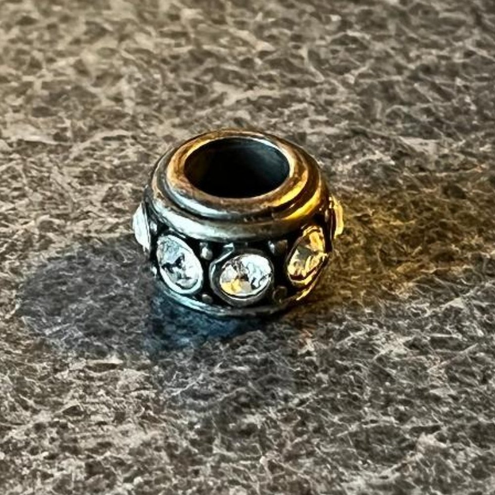 Brighton Glam Spacer bead in Silver with clear round crystals Retired